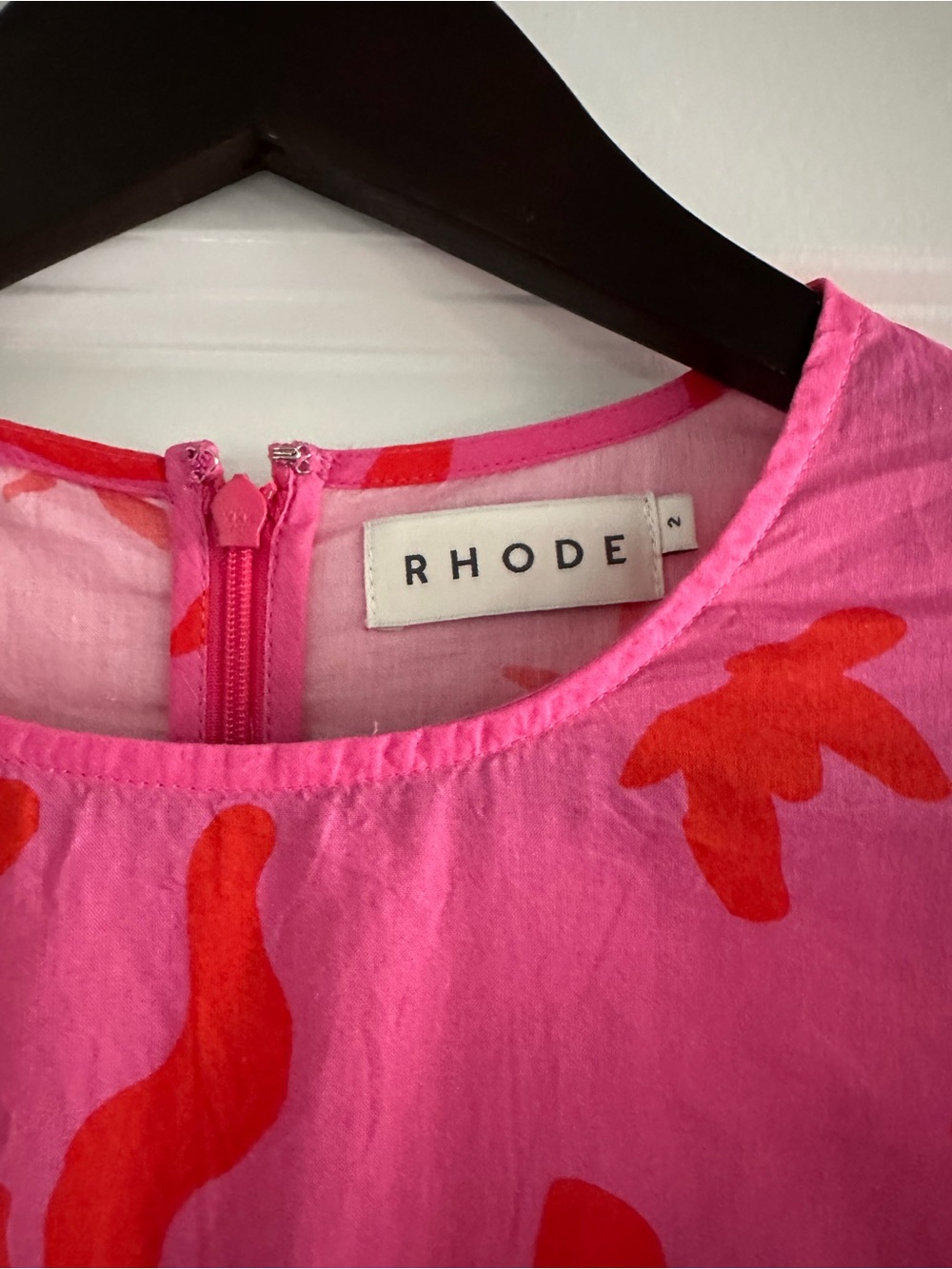 RHODE PIA Pink Mini Dress with Red Abstract Print - Picture 3 of 4